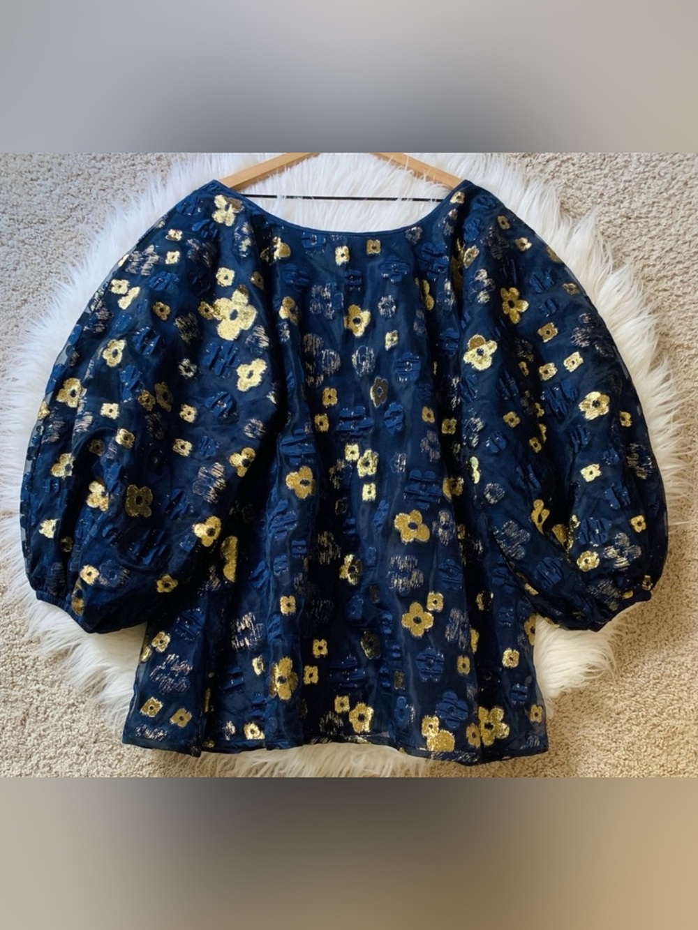 NWT Arianne Elmy Organza Good Luck Dress Midnight Blue Large